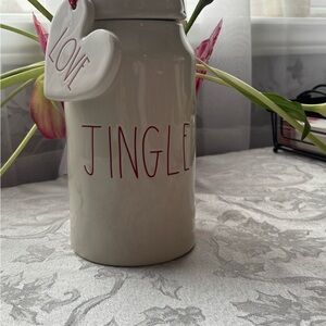 Rae Dunn Cream Jingle Vase with Red Accents